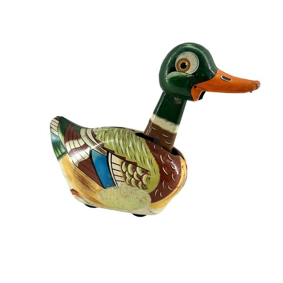 Vintage Daiya Tin Litho Duck Toy Bobbing Head Made in Japan Miss lower bill - Picture 2 of 7